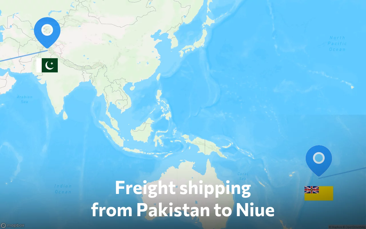 Shipping route from Pakistan to Niue