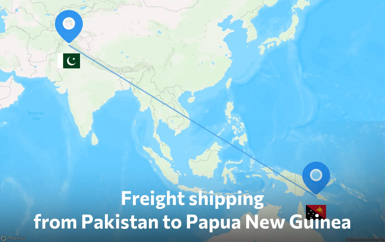 Shipping route from Pakistan to Papua New Guinea