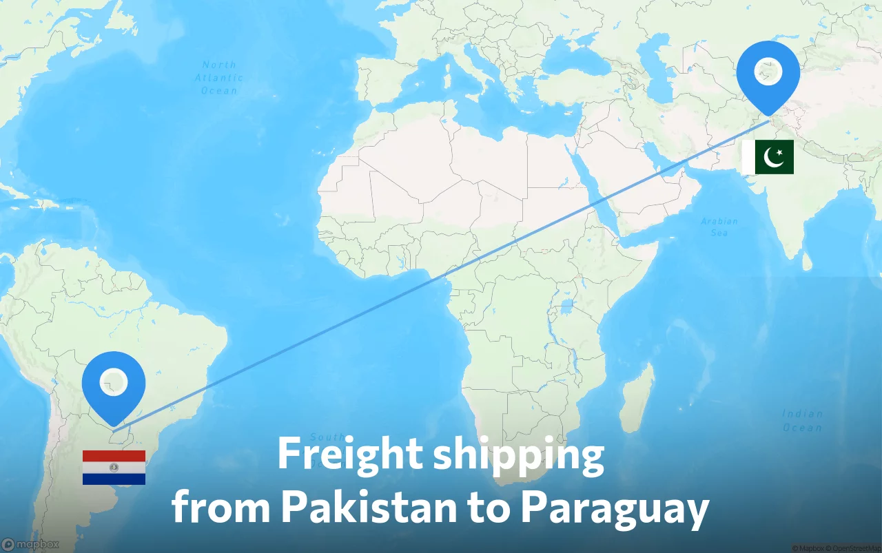 Shipping route from Pakistan to Paraguay