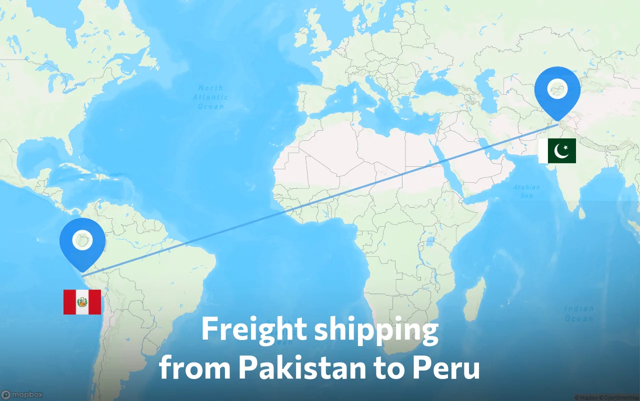 Shipping route from Pakistan to Peru