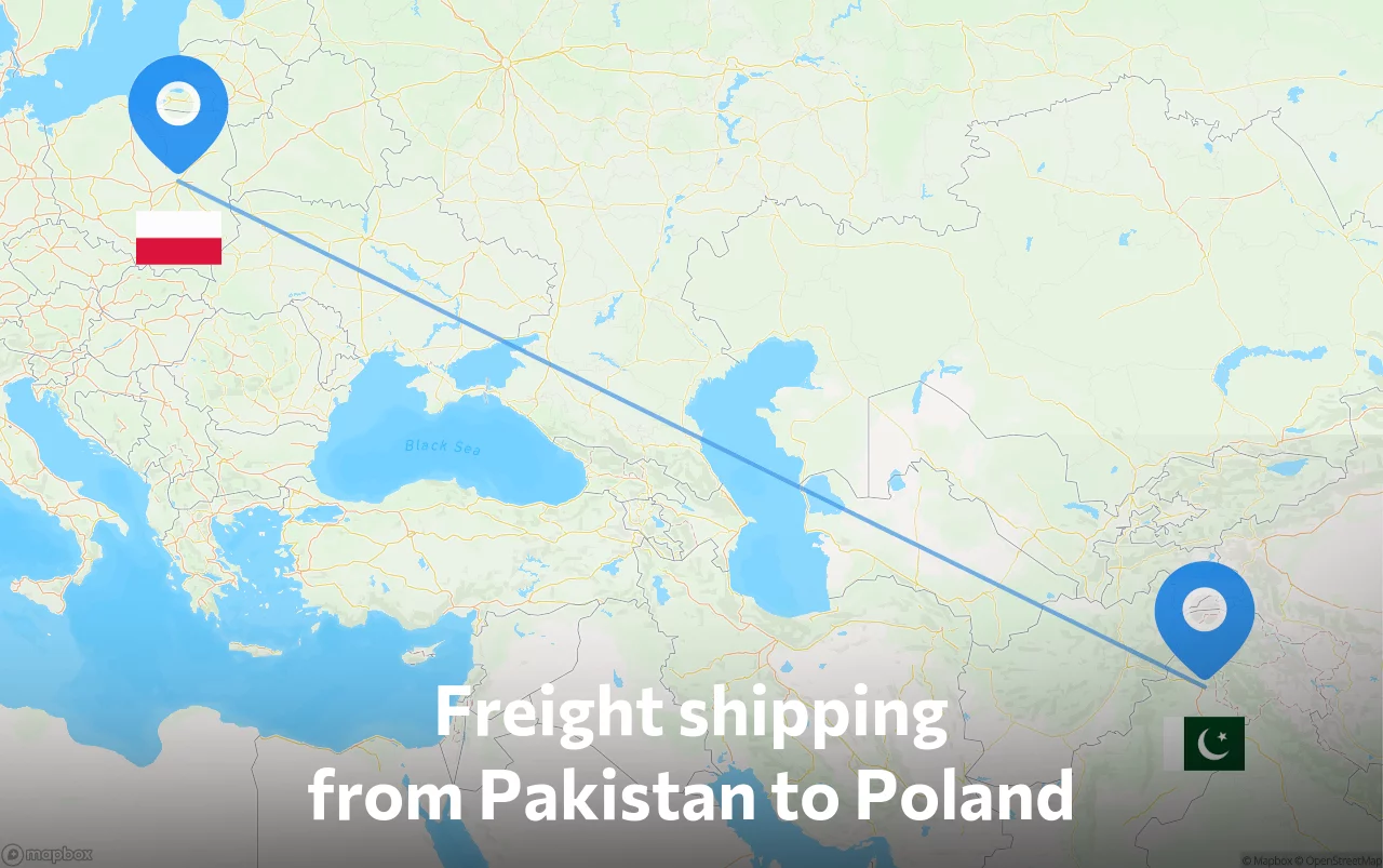 Shipping route from Pakistan to Poland