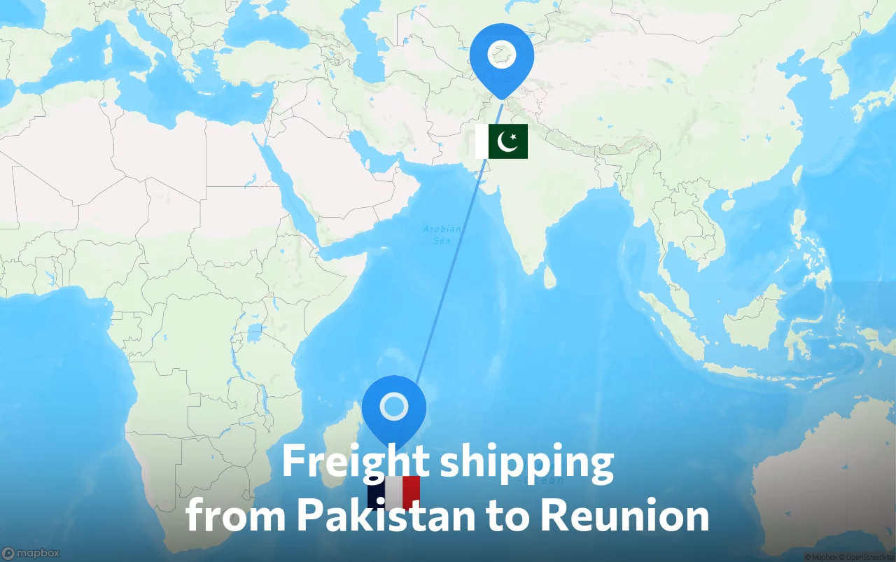 Shipping route from Pakistan to Reunion