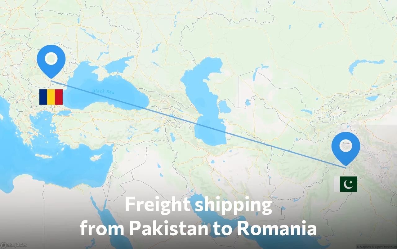 Shipping route from Pakistan to Romania