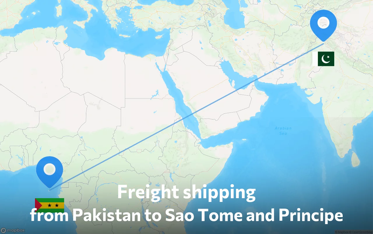 Shipping route from Pakistan to Sao Tome and Principe