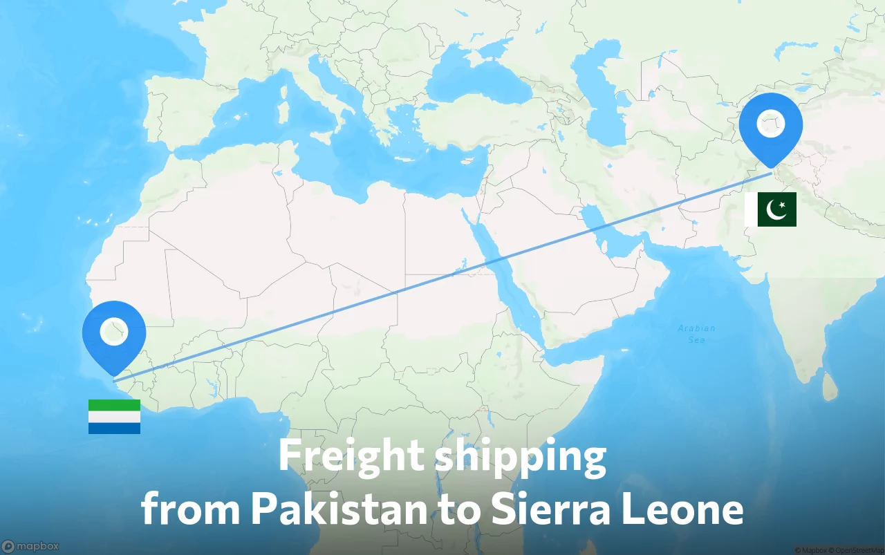 Shipping route from Pakistan to Sierra Leone