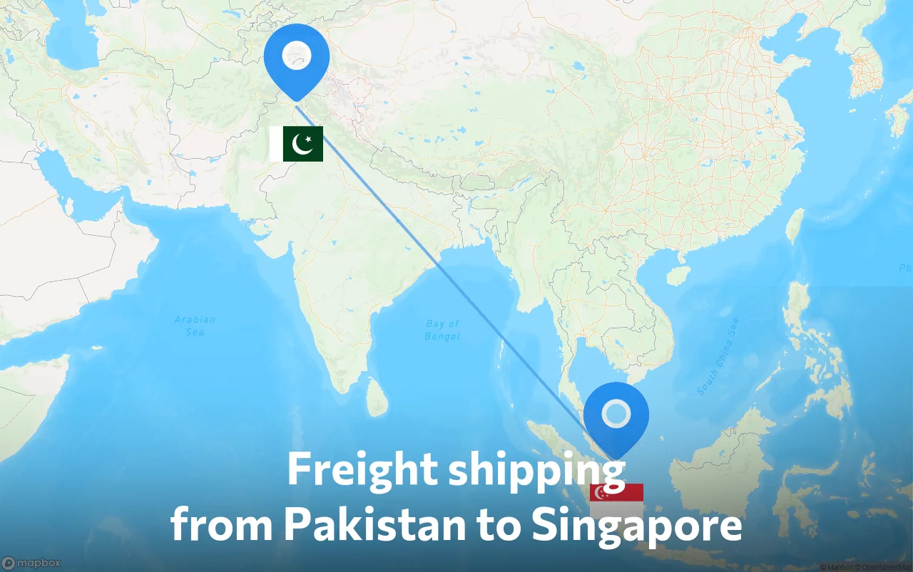Shipping route from Pakistan to Singapore