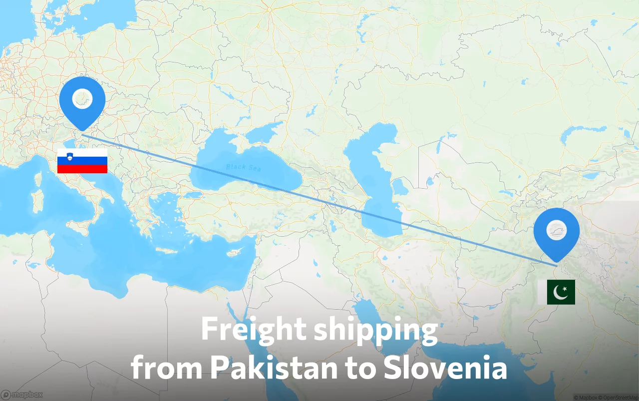 Shipping route from Pakistan to Slovenia