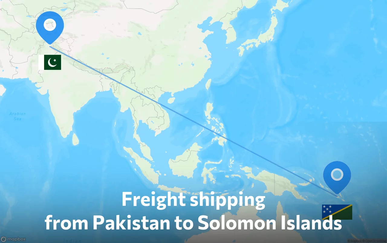 Shipping route from Pakistan to Solomon Islands