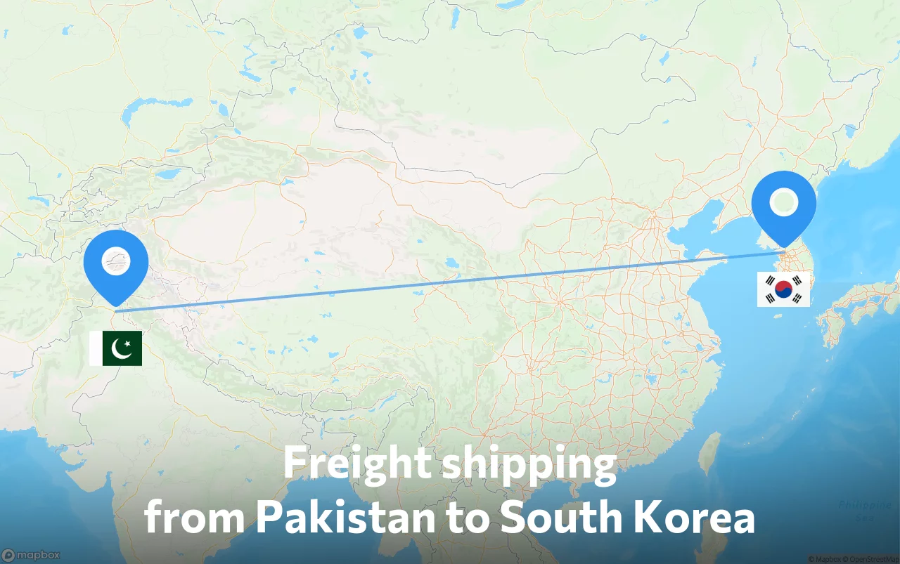 Shipping route from Pakistan to South Korea