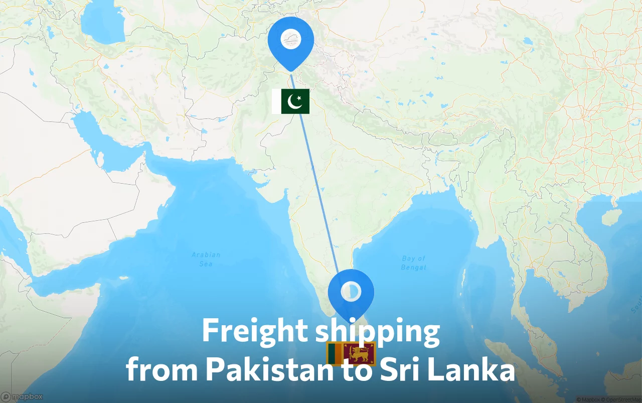 Shipping route from Pakistan to Sri Lanka