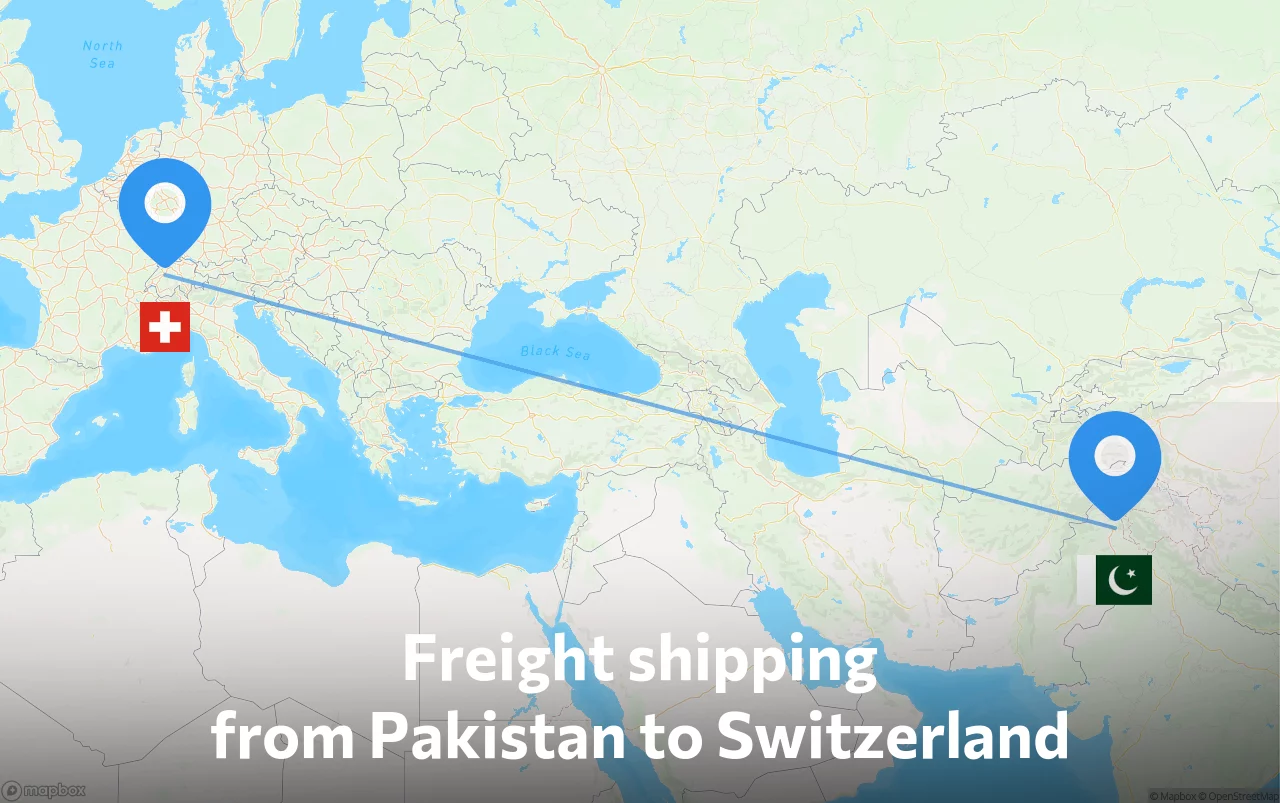Shipping route from Pakistan to Switzerland
