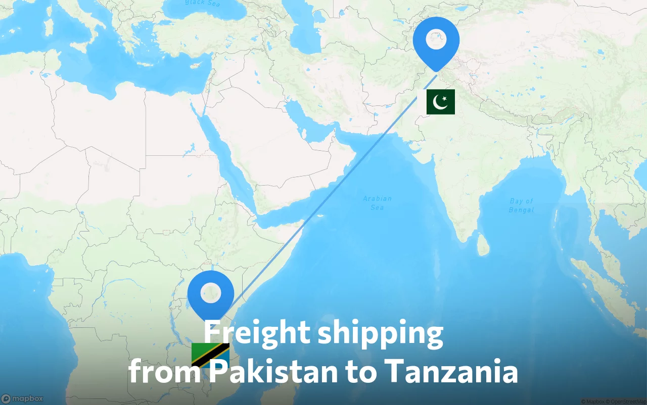 Shipping route from Pakistan to Tanzania