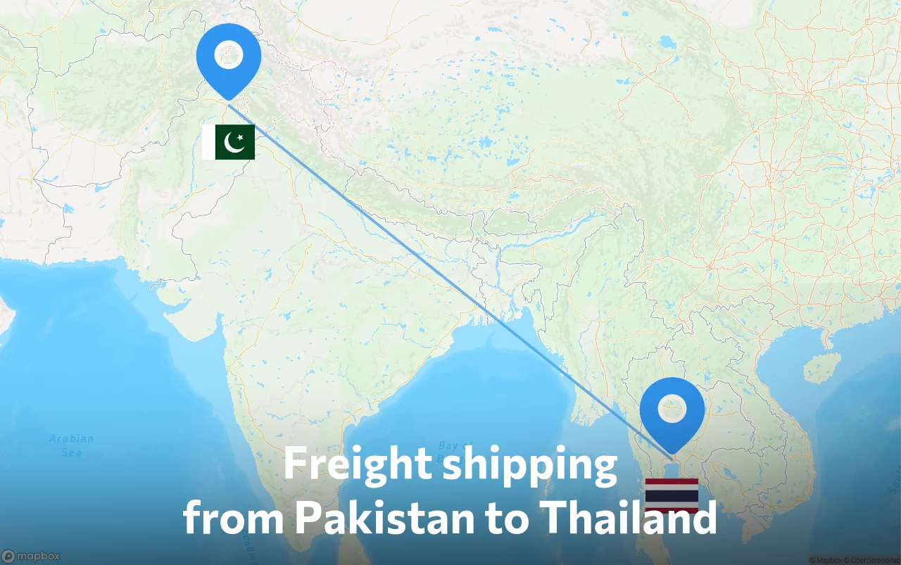 Shipping route from Pakistan to Thailand