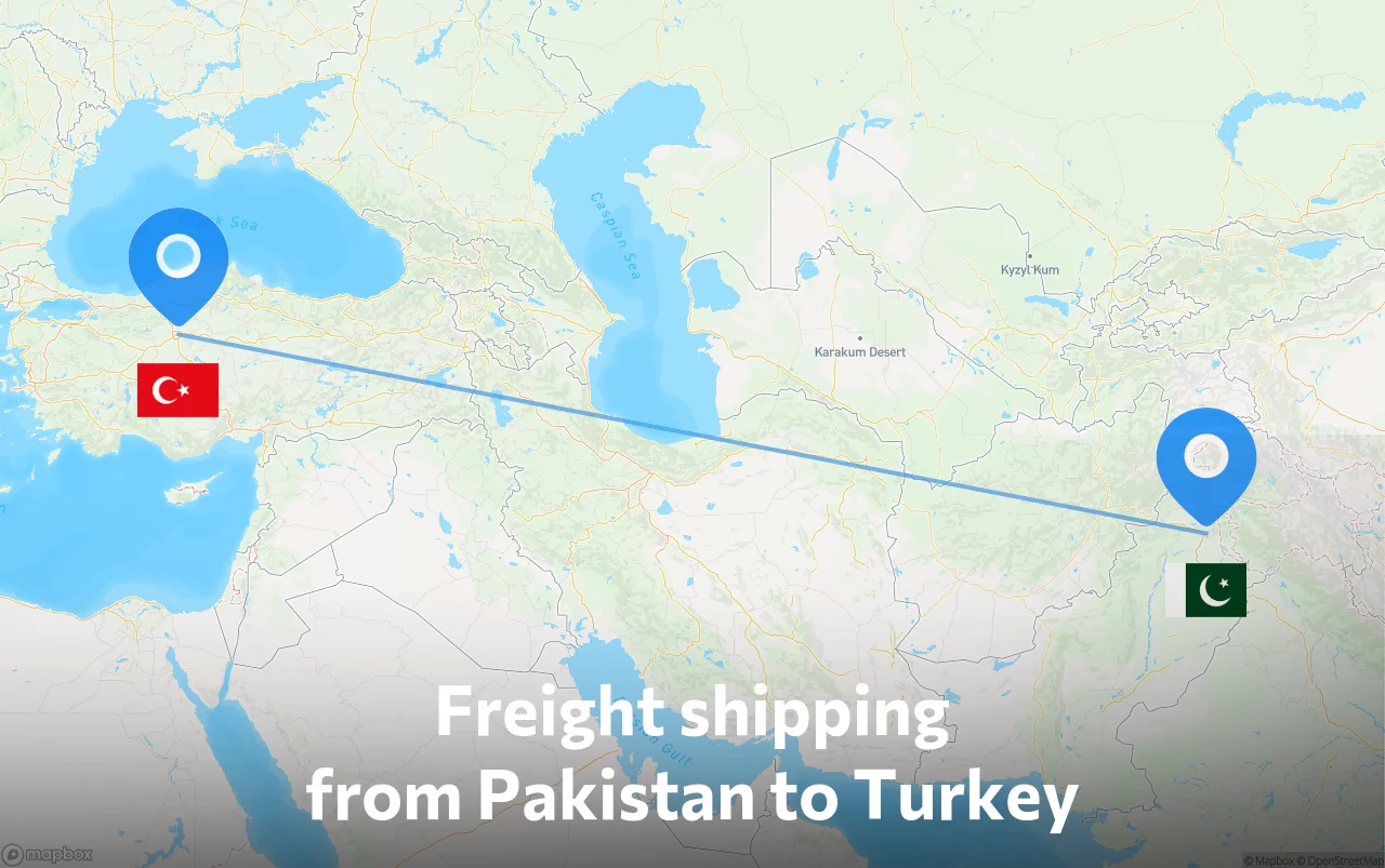 Shipping route from Pakistan to Turkey