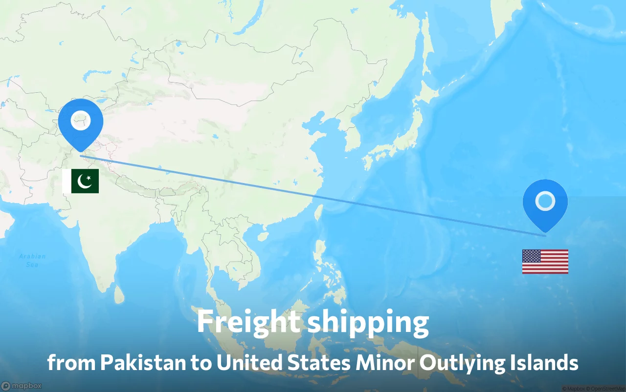 Shipping route from Pakistan to United States Minor Outlying Islands
