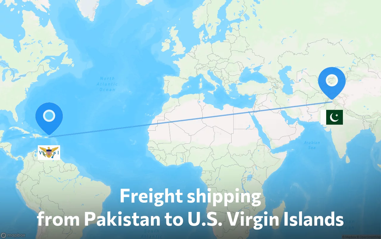 Shipping route from Pakistan to U.S. Virgin Islands