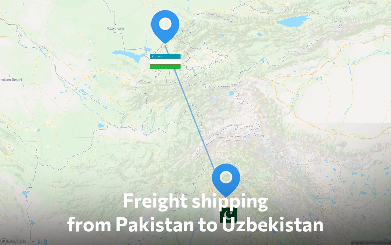 Shipping route from Pakistan to Uzbekistan