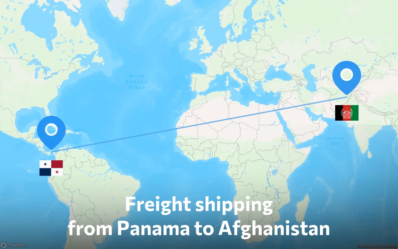 Shipping route from Panama to Afghanistan