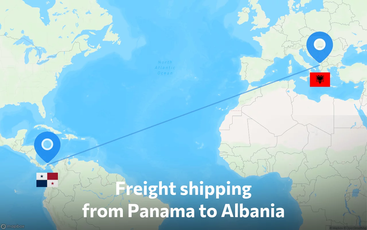 Shipping route from Panama to Albania