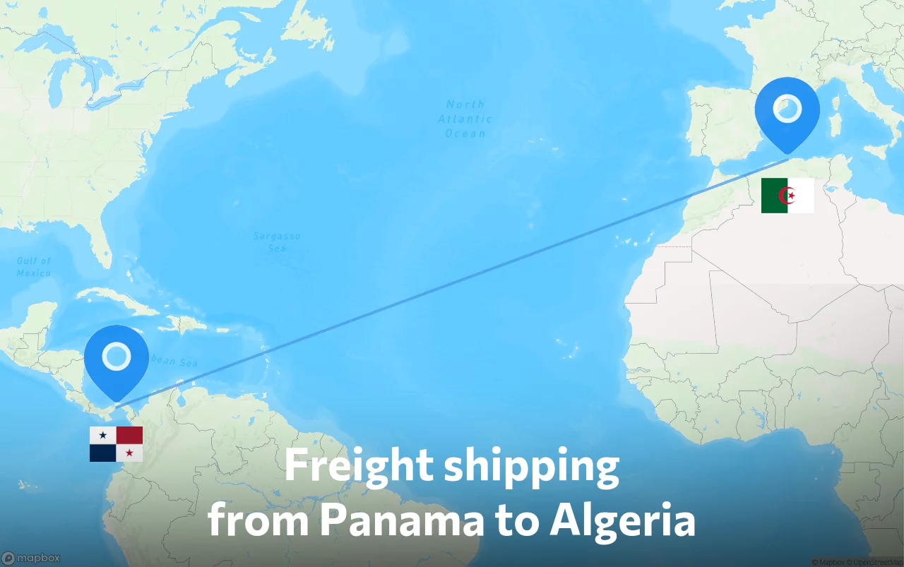 Shipping route from Panama to Algeria