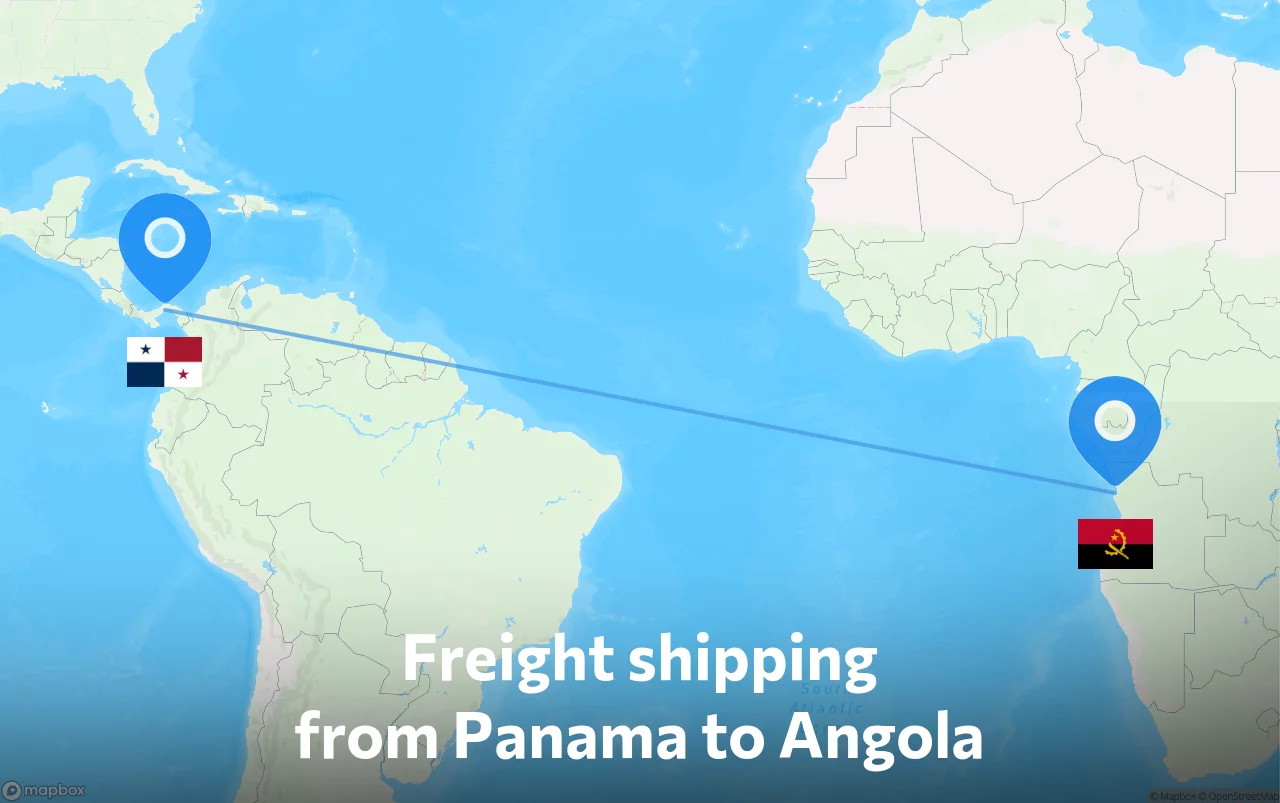 Shipping route from Panama to Angola
