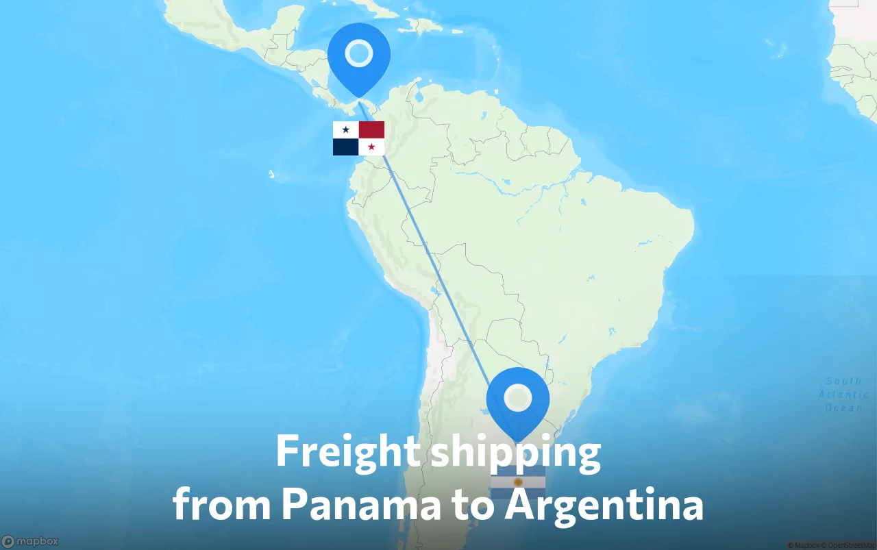 Shipping route from Panama to Argentina