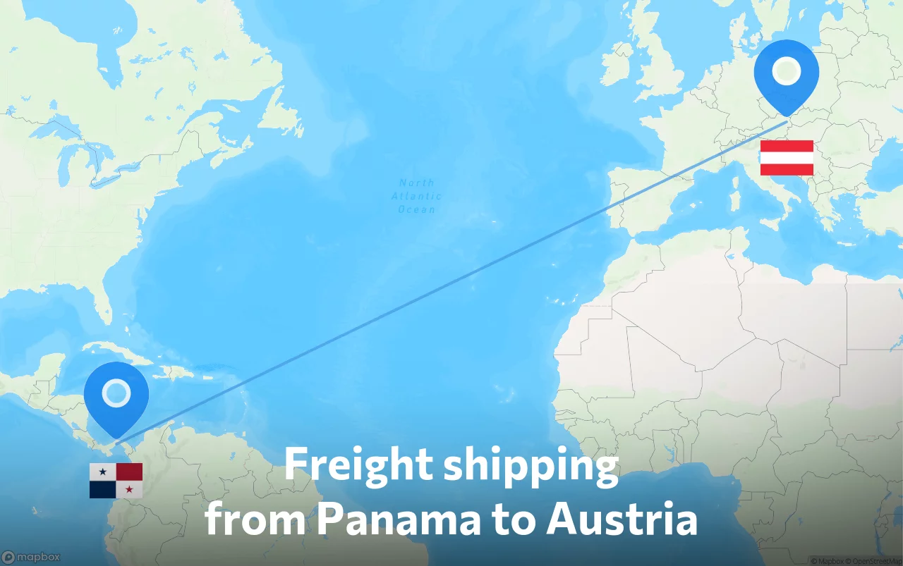Shipping route from Panama to Austria