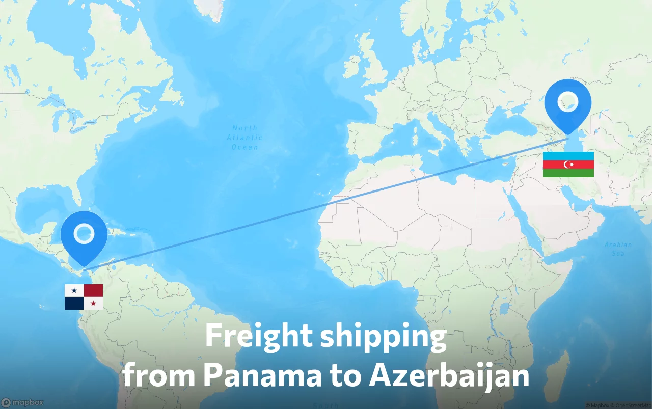 Shipping route from Panama to Azerbaijan