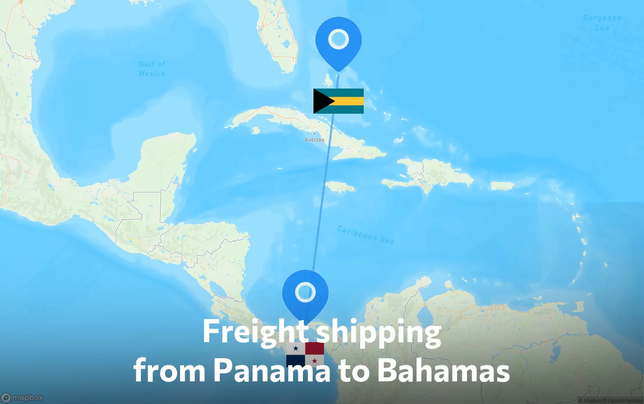 Shipping route from Panama to Bahamas
