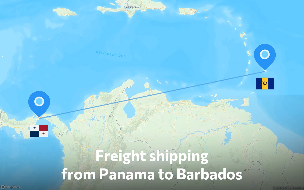 Shipping route from Panama to Barbados