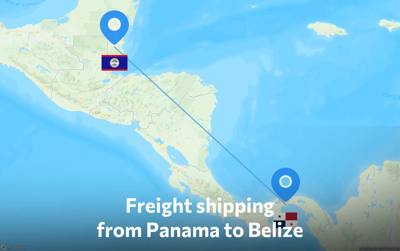 Shipping route from Panama to Belize