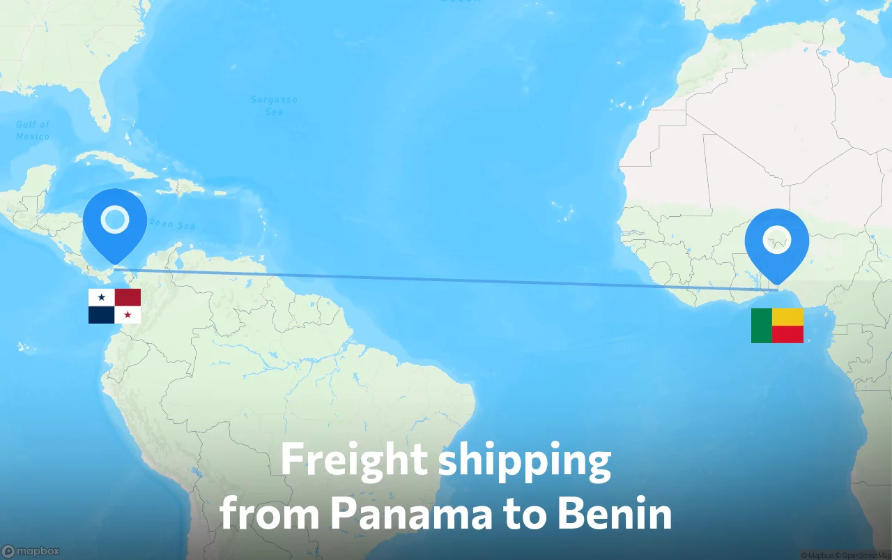 Shipping route from Panama to Benin