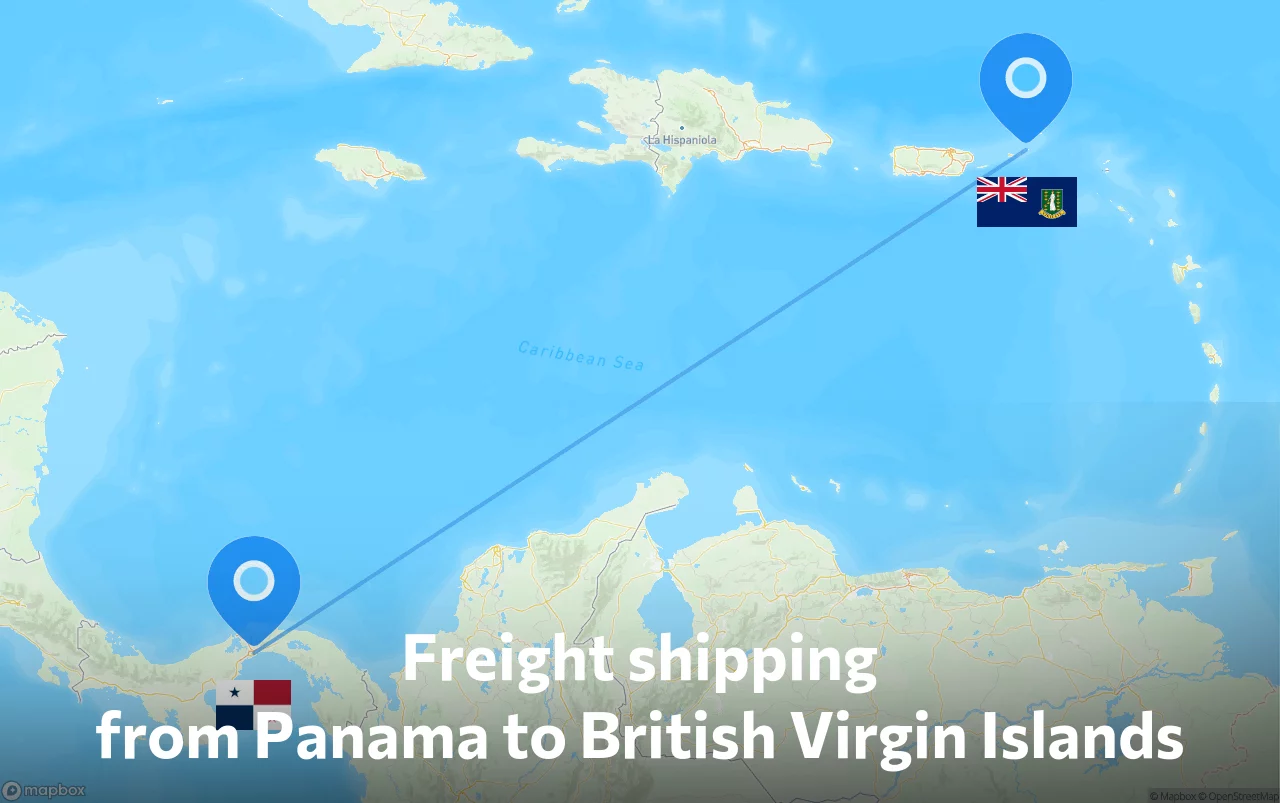 Shipping route from Panama to British Virgin Islands
