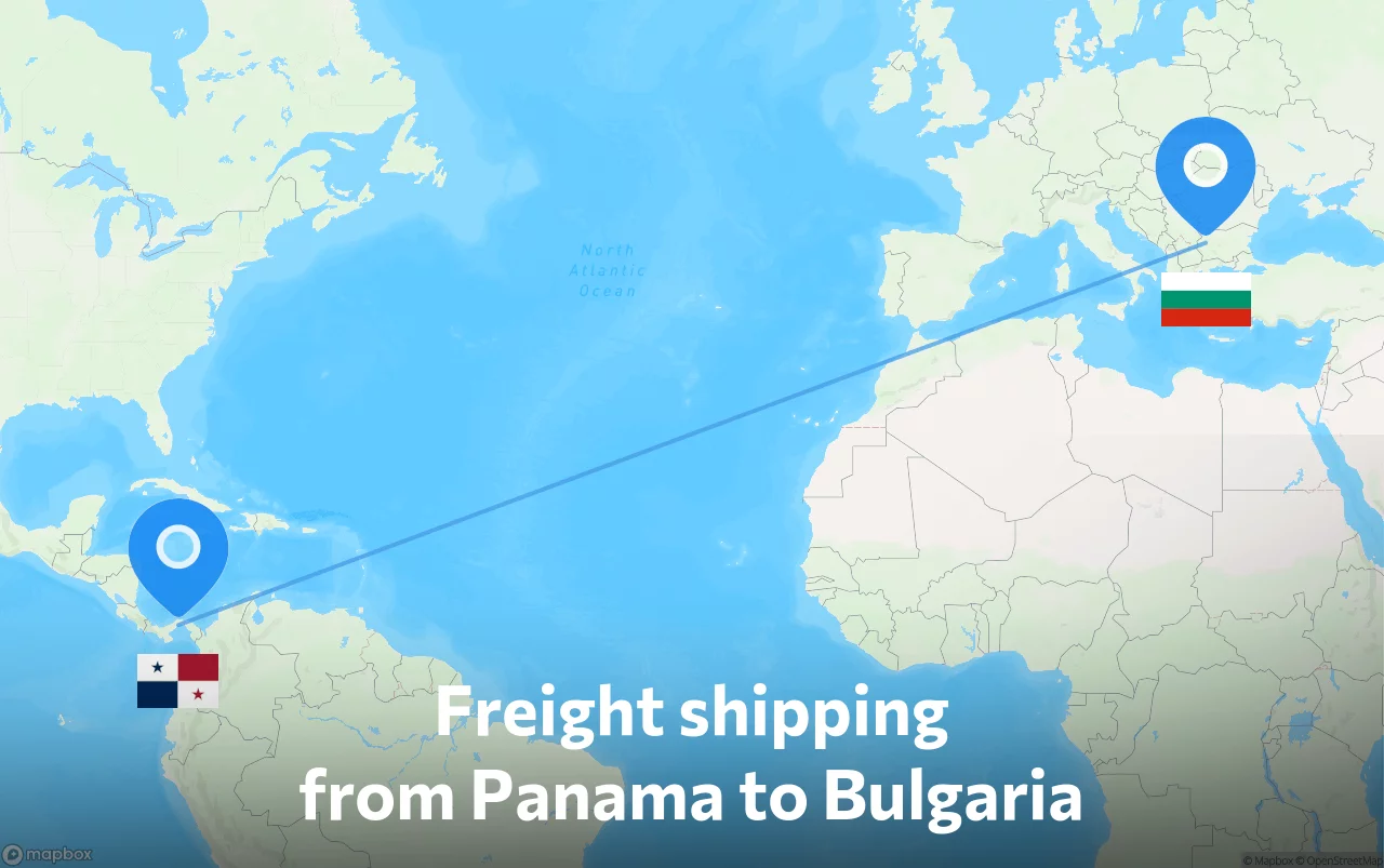 Shipping route from Panama to Bulgaria