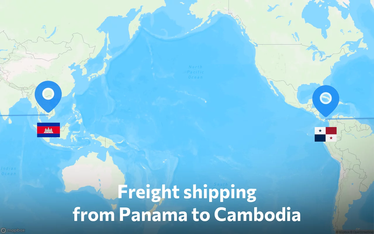 Shipping route from Panama to Cambodia