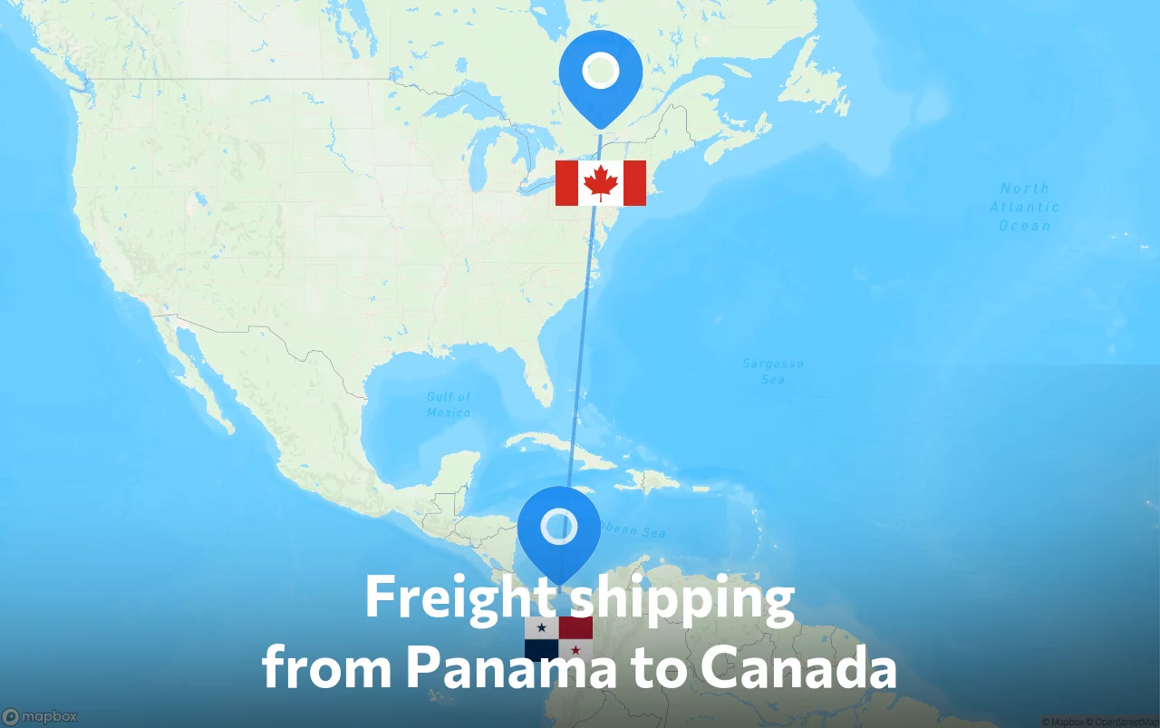 Shipping route from Panama to Canada