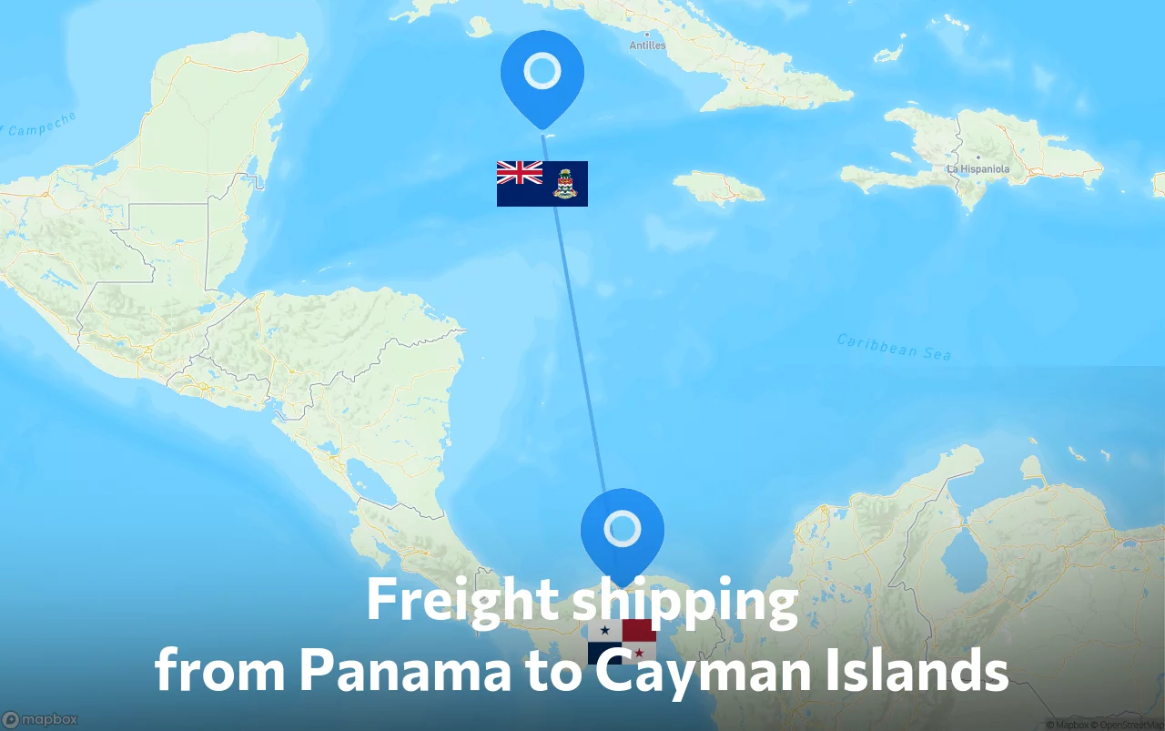 Shipping route from Panama to Cayman Islands