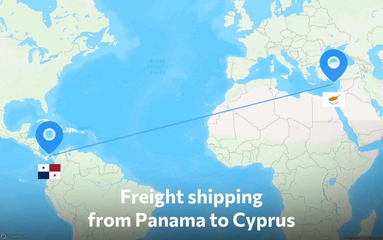 Shipping route from Panama to Cyprus