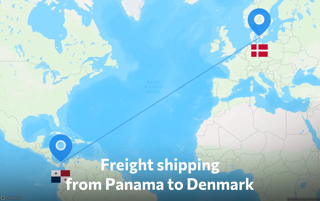 Shipping route from Panama to Denmark