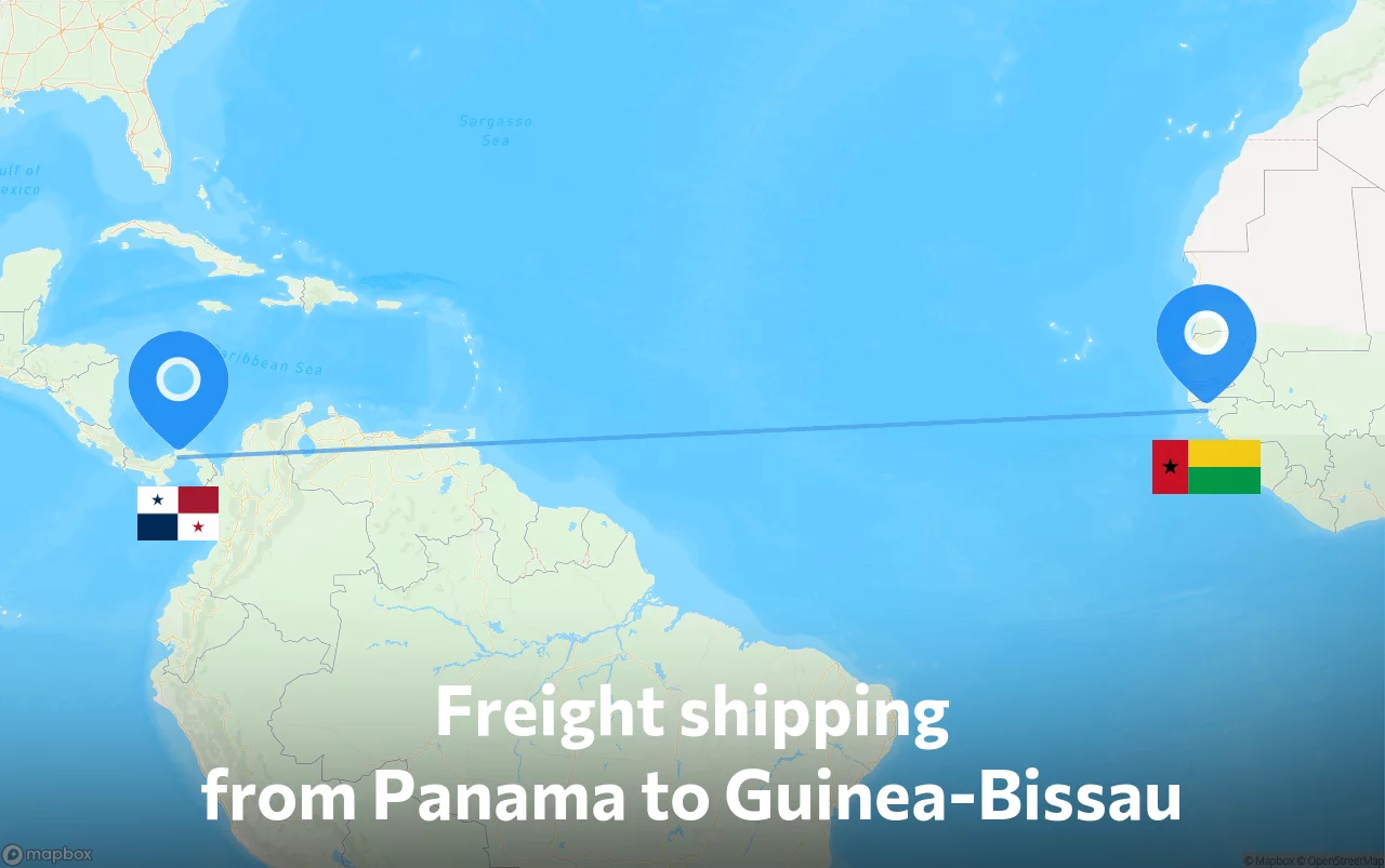 Shipping route from Panama to Guinea-Bissau