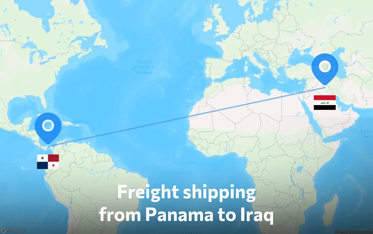 Shipping route from Panama to Iraq