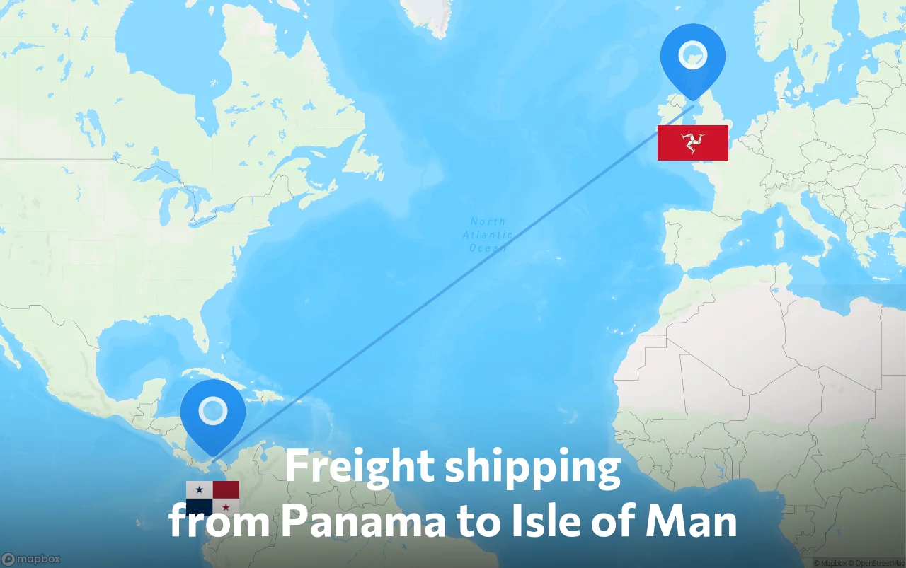 Shipping route from Panama to Isle of Man