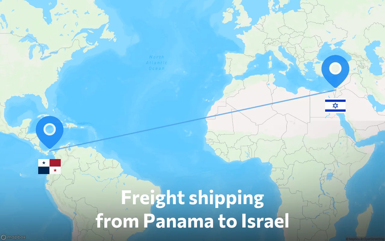Shipping route from Panama to Israel