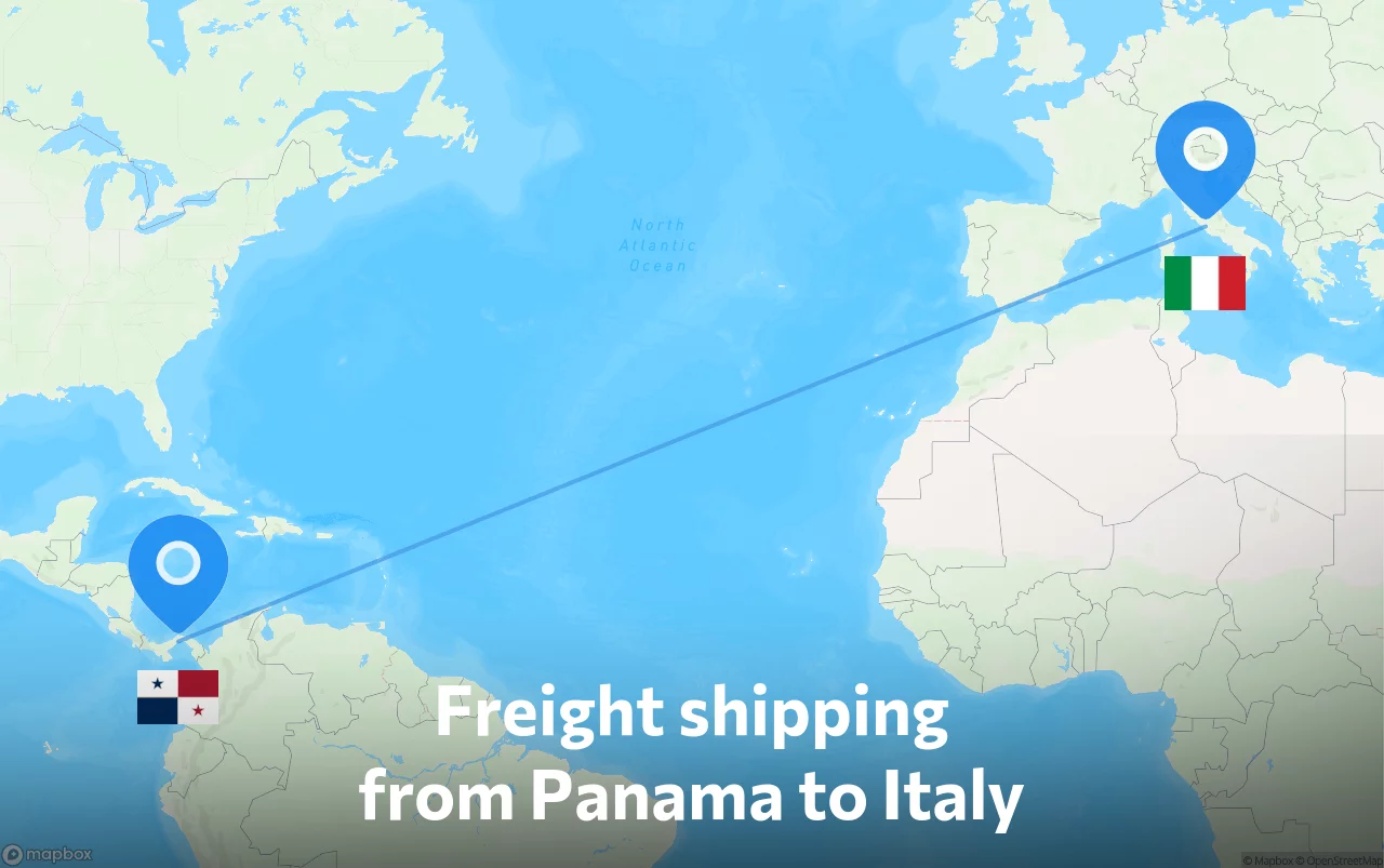 Shipping route from Panama to Italy