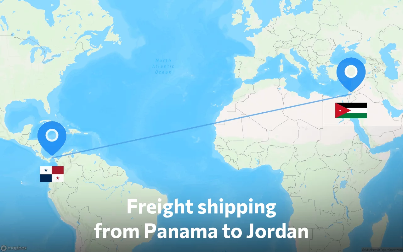 Shipping route from Panama to Jordan