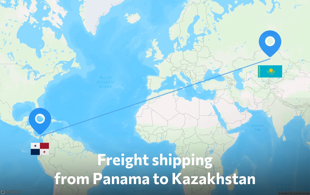 Shipping route from Panama to Kazakhstan