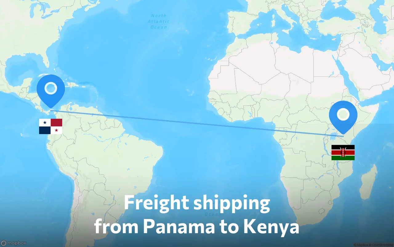 Shipping route from Panama to Kenya