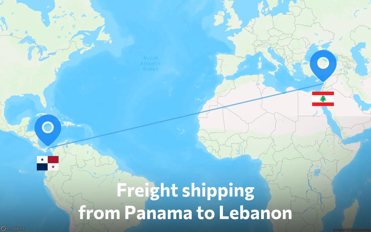 Shipping route from Panama to Lebanon