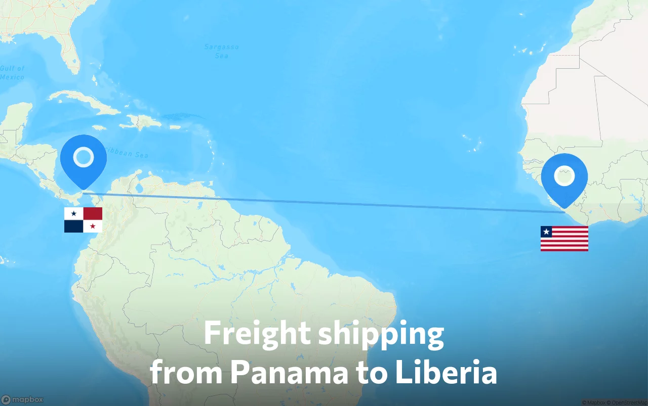 Shipping route from Panama to Liberia