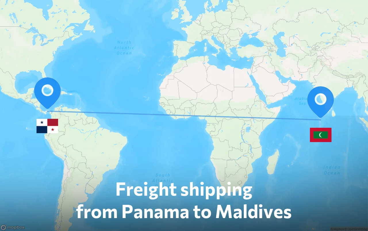 Shipping route from Panama to Maldives